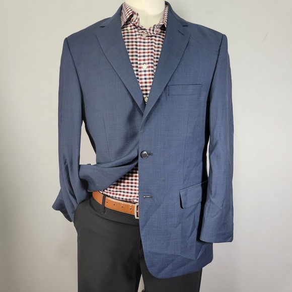 JOS A BANK Men's‎ Sport Coat Blazer Two Button Navy SRKSKIN Wool 41R Tailored